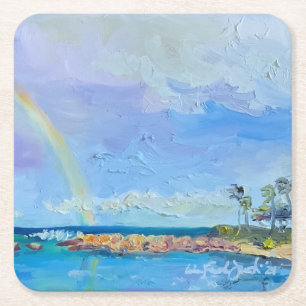 Carré Rainbow Ko’Olina Lagoon 4 Dessous de verre en papi