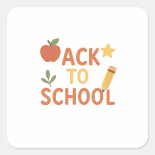 Carré Retourner à l'école Sticker Vinyl Personnalisé