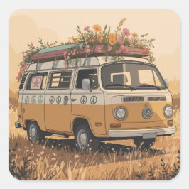 Carré Retro Camper Van Sticker –