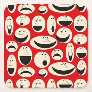 Carré Retro Cartoon Façonne Motif Dessous de verre papie