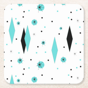 Carré Rétros diamants de turquoise et dessous de verre