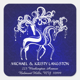 Carré Romantique renne de Noël retour Adresse Sticker