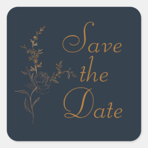 Carré Rose d'or Stem Enregistrer le sticker de date