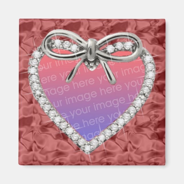 Carré rouge Diamond Heart Frame Magnet (Devant)