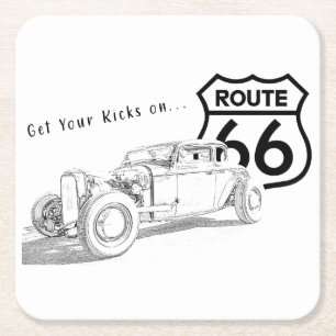 Carré Route 66 Dessous de verre papier