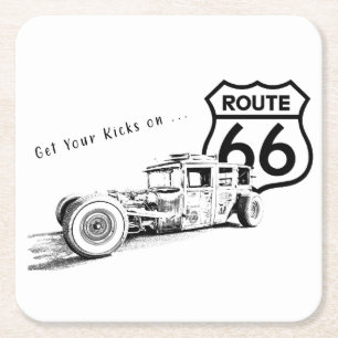 Carré Route 66 Dessous de verre papier
