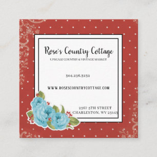 Carré Rustic Pays Vintage Rose Carte de visite