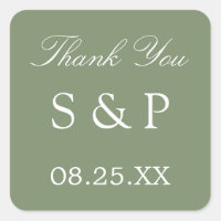 Sage Green Wedding Favoriser Merci Sticker