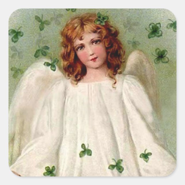 Carré Saint Patrick's Day Angel et Shamrocks sur Sticker (Devant)