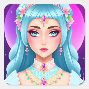 Carré Sapphire Princess Portrait Sticker Design