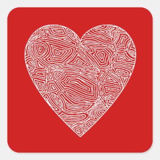 Carré Scribbleprint Heart Sticker