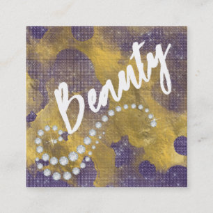 Carré *~* Script BEAUTY Purple Gold Foil Carte de visite