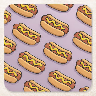 Carré Set de dessous de verre Lavender Hot Dogs