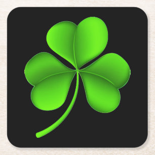Carré Shamrock sur le Dessous de verre noir cn