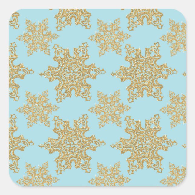Carré Snowflakes Parties scintillant or sur Sticker Carr (Devant)