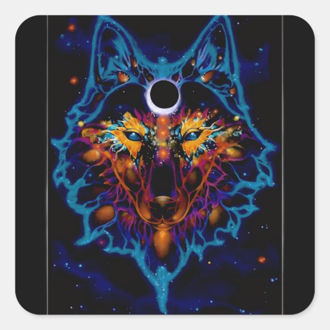 Carré Spacial Wolf Sticker (Devant)