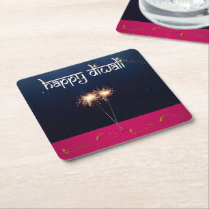 Carré Sparkling Happy Diwali - Dessous de verre papier