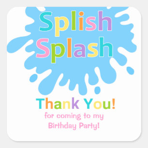 Carré Splish Splash Pool Party Girl Anniversaire Sticker