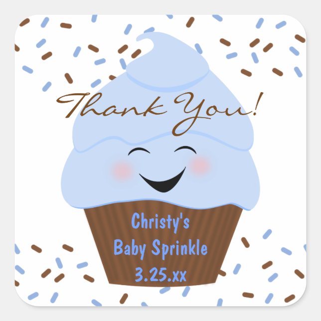 Carré Sprinkings Cupcake Sticker pour bébé garçon (Devant)