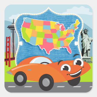 Carré State Bingo et Road Trip Sticker US