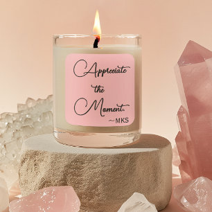 Carré Sticker 3 pouces rose Monogramme et affirmation po