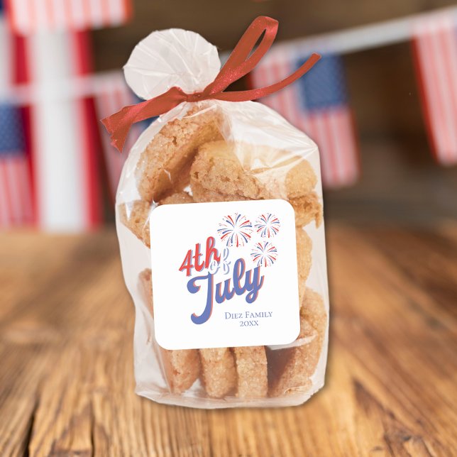 Carré Sticker 4 juillet Fireworks (Créateur téléchargé)