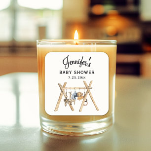 Carré Sticker à bougie 3 pouces pour Baby shower neutre