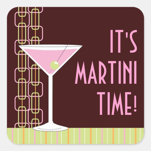 Carré Sticker à cocktails Retro Martini (Devant)