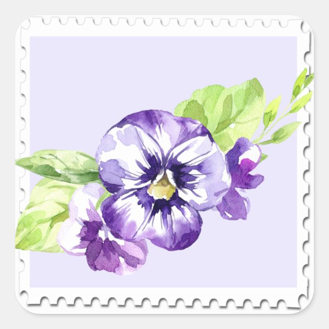 Carré Sticker à fleurs de couleur aquarelle (Devant)