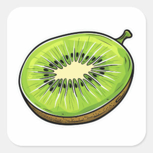 Carré Sticker à fruits Kiwi mignon - frais et amusant!