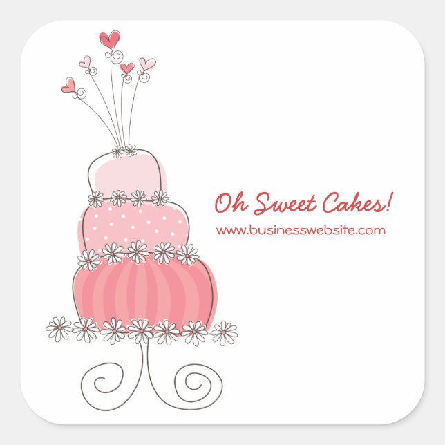 Carré Sticker à gâteau Mariage rose chic (Devant)