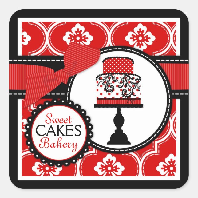 Carré Sticker à gâteau sucré rouge B (Devant)