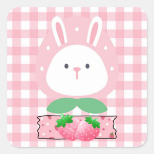Carré Sticker à lapin fraise