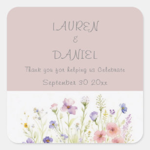 Carré Sticker à Mariage floral simple et propre
