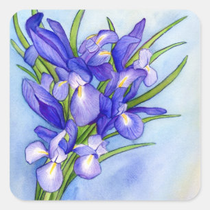 Carré Sticker à peinture à fleurs Iris Bouquet