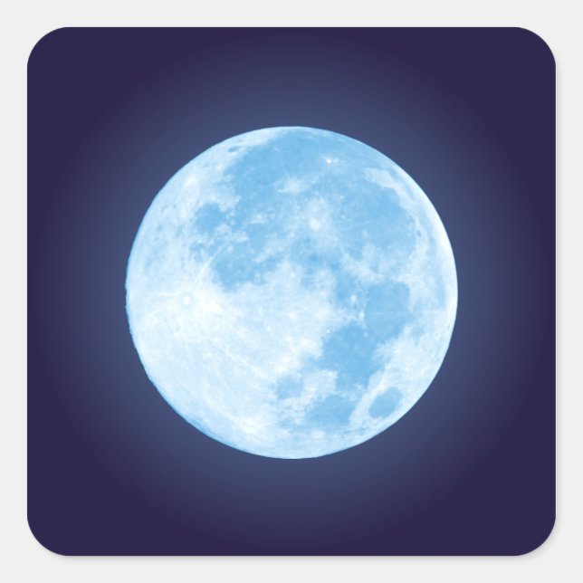 Carré Sticker à Pleine lune bleue (Devant)