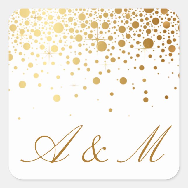 Carré Sticker à points Confetti Faux Gold Foil III (Devant)