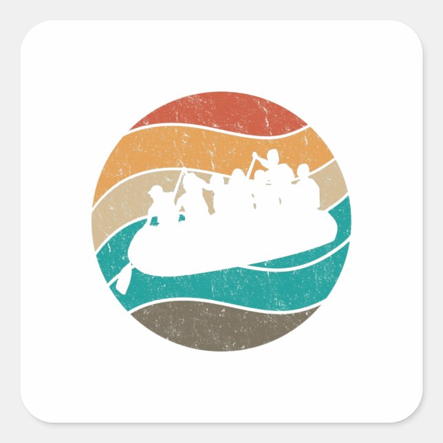 Carré Sticker à Rafting River Sticker (Devant)