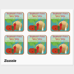 Carré Sticker à salsa Happy Personnalisé