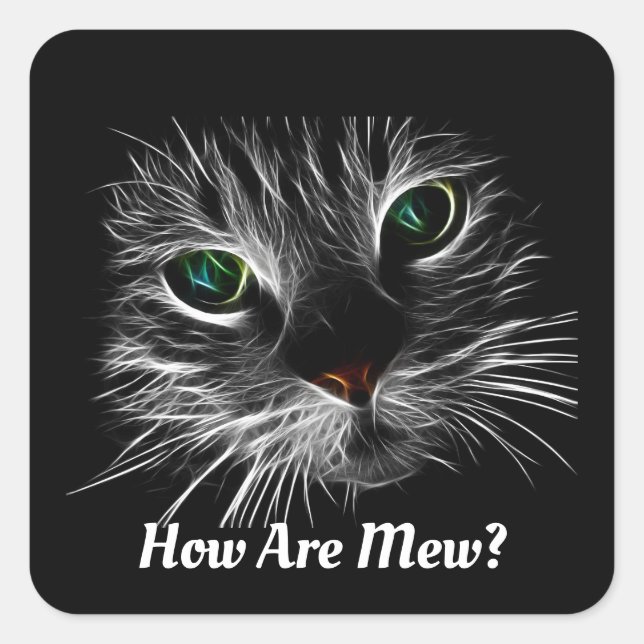 Carré Sticker à visage de chat fractal (Devant)