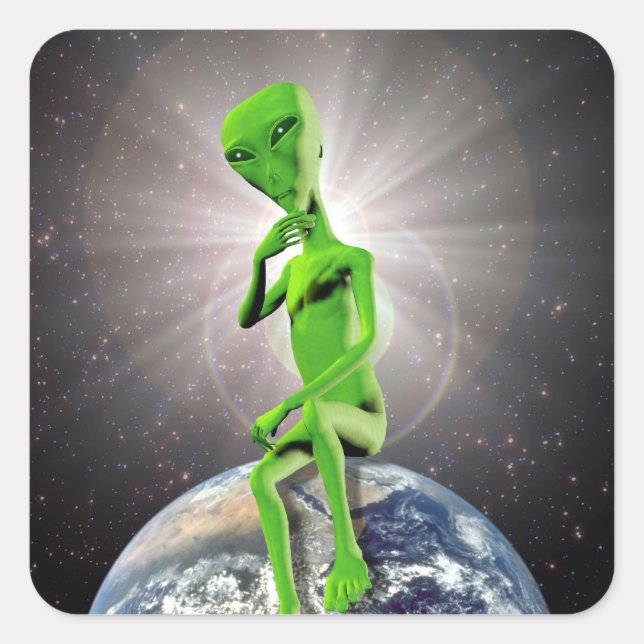 Carré Sticker Alien & Earth (Devant)