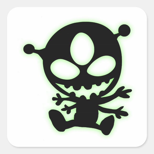 Carré Sticker Alien vert brillant (Devant)