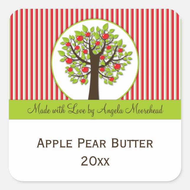 Carré Sticker alimentaire Feuille Red Apple Green (Devant)
