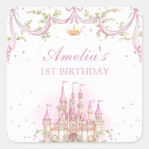 Carré Sticker Anniversaire de la Princesse Magique Rose