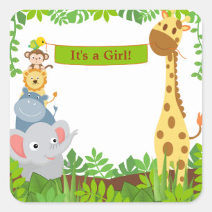 Carré Sticker Annonce Animaux de la Jungle drôle