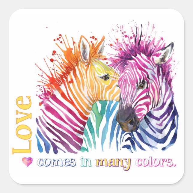 Carré Sticker arc-en-ciel Zebra (Devant)
