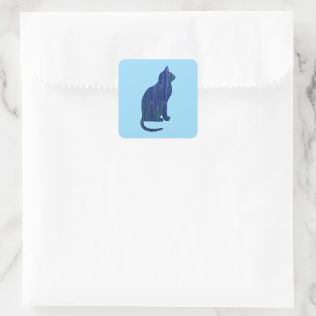 Carré Sticker Art Chat Bleu (Sac)