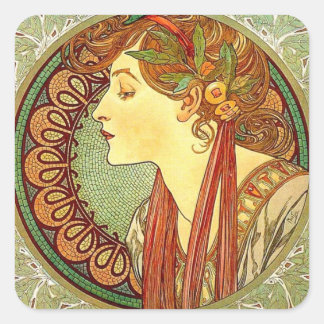 Carré Sticker Art Nouveau Alphonse Mucha