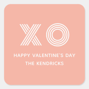 Carré Sticker audacieux XO Valentine's Day - Peach