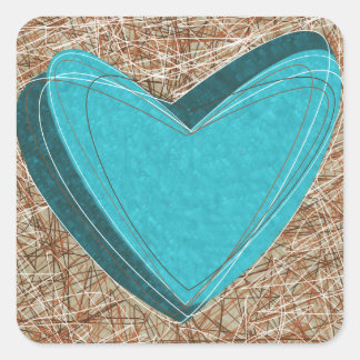 Carré Sticker avec un beau coeur turquoise